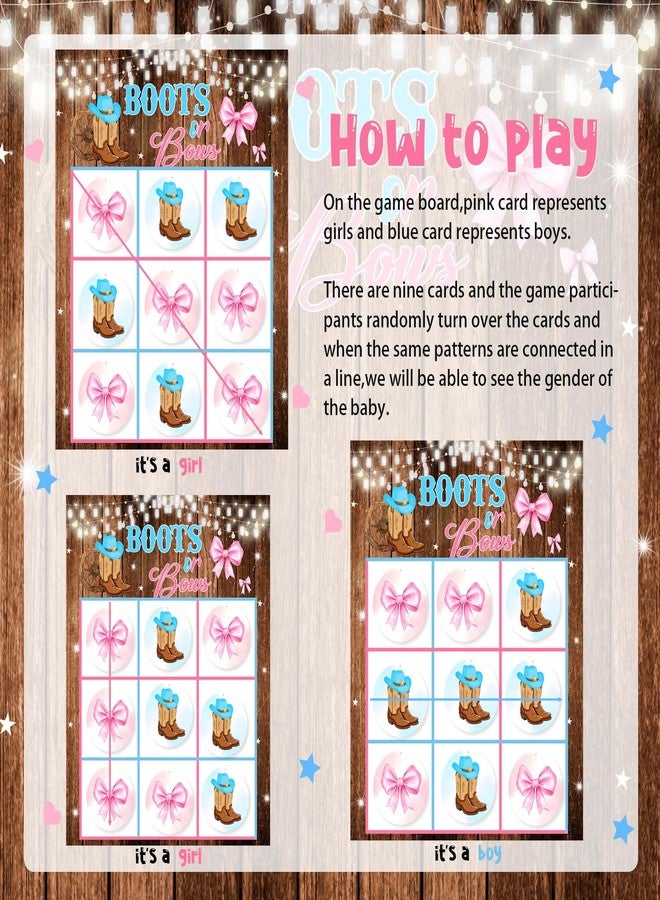 Cheerupp Boots or Bows Gender Reveal Tic Tac Toe Board Game, Cowboy Gender Reveal Ideas Games X and O Noughts and Crosses, Boy or Girl Signs Guessing Game Set for Baby Shower Party Favor Supplies - Image 3